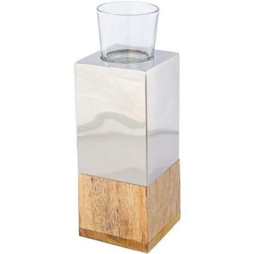 4064118142058 - Teelichthalter CREATIV HOME Kerzenhalter Tower silber (silberfarben) B8cm H23cm T8cm Holz Edelstahl Glas Kerzenhalter aus Holz Edelstahl und Glas 4064118142058 - Teelichthalter CREATIV HOME Kerzenhalter Tower silber (silberfarben) B8cm H23cm T8cm Holz Edelstahl Glas Kerzenhalter aus Holz Edelstahl und Glas