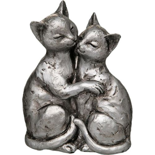 4050223710183 - Dekofigur Katzen-Paar Dekofiguren Gr Ø silberfarben Deko-Objekte Dekofiguren Höhe 15 cm