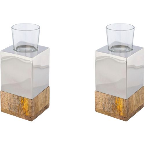 4064118141761 - Teelichthalter CREATIV HOME Kerzenhalter Tower silber (silberfarben) B8cm H18cm T8cm Holz Edelstahl Glas Kerzenhalter aus Holz Edelstahl und Glas 4064118141761 - Teelichthalter CREATIV HOME Kerzenhalter Tower silber (silberfarben) B8cm H18cm T8cm Holz Edelstahl Glas Kerzenhalter aus Holz Edelstahl und Glas