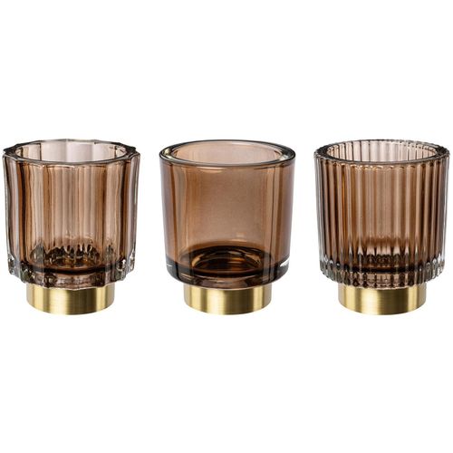 4064118993612 - Teelichthalter CREATIV DECO Weihnachtsdeko Kerzenhalter Gr H 850 cm braun Windlichter Laternen mit goldfarbenem Standfuß 4064118993612 - Teelichthalter CREATIV DECO Weihnachtsdeko Kerzenhalter Gr H 850 cm braun Windlichter Laternen mit goldfarbenem Standfuß