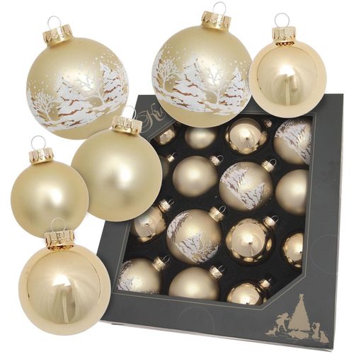0024762243673 - Christbaumschmuck KREBS GLAS LAUSCHA Kugelsortiment gold B8cm H29cm T29cm Glas Weihnachtsbaumschmuck Christbaumschmuck aus Glas Christbaumkugeln