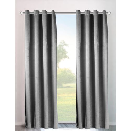 6973124814874 - Vorhang MY HOME Velvet Uni Gr 1 grau B140cm H145cm Polyester Polyester Gardinen Samt 2-er Set Vorhang edel einfarbig 6973124814874 - Vorhang MY HOME Velvet Uni Gr 1 grau B140cm H145cm Polyester Polyester Gardinen Samt 2-er Set Vorhang edel einfarbig