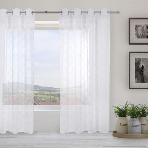 4015161104371 - Gardine DECOLIFE Vilda Gr 1 weiß B135cm H180cm Wirkware Polyester Gardinen weiß mit silberfarbigen Akzenten 4015161104371 - Gardine DECOLIFE Vilda Gr 1 weiß B135cm H180cm Wirkware Polyester Gardinen weiß mit silberfarbigen Akzenten