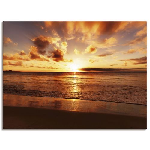 4055327241397 - Wandbild ARTLAND Schöner Sonnenuntergang Strand Bilder Gr B H 80 cm x 60 cm Leinwandbild Gewässer Querformat 1 St orange Bild Poster Bilder als Alubild Leinwandbild Wandaufkleber oder in versch Größen