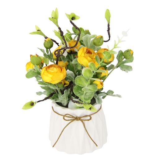4019844796723 - Kunstblume IGEA Ranunkeln Kunstpflanzen Gr B H L 18 cm x 28 cm x 18 cm 1 St gelb Weitere Weihnachtsdeko Im Topf aus Keramik Gesteck Arrangement Künstliche Frühlingsblume
