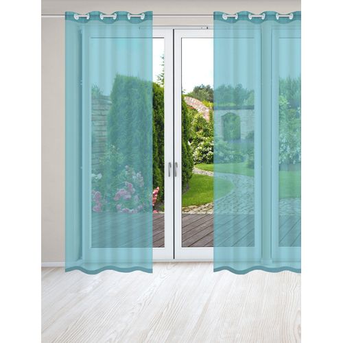 4056751475921 - Vorhang HOME BASICS DOLLY Gr 4 blau (türkis) B140cm H245cm Voile Polyester Gardinen 2er Pack Ösenschal DOLLY 4056751475921 - Vorhang HOME BASICS DOLLY Gr 4 blau (türkis) B140cm H245cm Voile Polyester Gardinen 2er Pack Ösenschal DOLLY