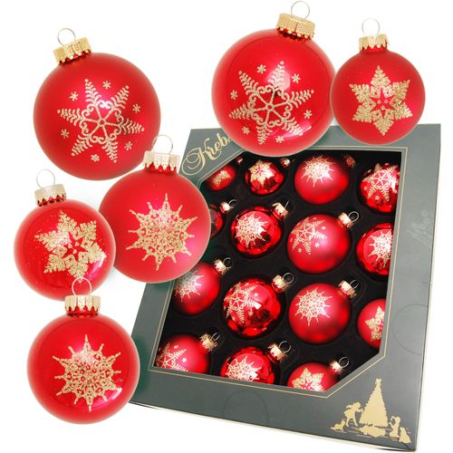 0024762112559 - Weihnachtsbaumkugel KREBS GLAS LAUSCHA Schneeflocke rot Weihnachtsbaumkugeln rot Weihnachtskugeln Weihnachtsdeko Christbaumschmuck Christbaumkugeln aus Glas