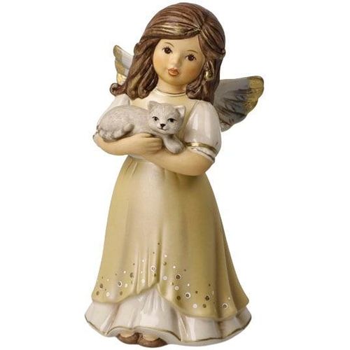 4005169364433 - Engelfigur GOEBEL Engel - Kuschelzeit Weihnachtsdeko Höhe ca 14 cm Dekofiguren Gr B H T 7 cm x 14 cm x 7 cm bunt (campagnerfarben bunt) Weihnachtsengel Weihnachtsfiguren Sammlerfigur Weihnachtsfigur Dekofigur aus Steingut