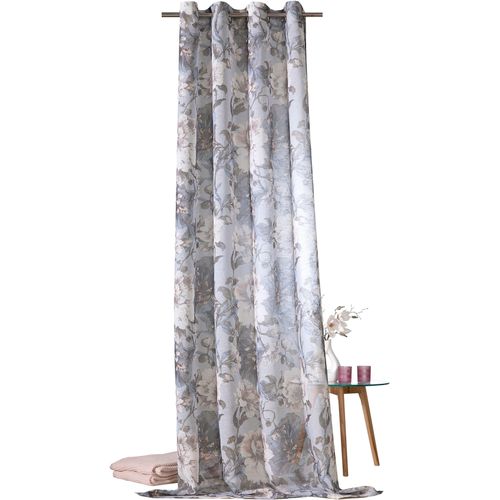 4005385833508 - Vorhang WECKBRODT Charlotte Gardinen Gr 245 cm Ösen 135 cm blau (blau beige) Landhaus Gardinen Ösenschal Ösen Leinen halbtransparent floral geblümt