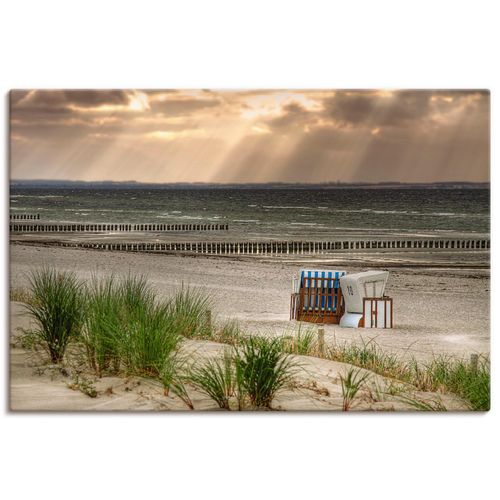 4059745929806 - Wandbild ARTLAND Schwarzer Busch Strand auf Insel Poel Bilder Gr B H 90 cm x 60 cm Leinwandbild Strand Querformat 1 St beige (naturfarben) Bild Poster Bilder als Alubild Leinwandbild Wandaufkleber oder in versch Größen