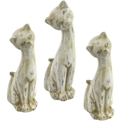 4019844678326 - Tierfigur IGEA Antik-Keramikkatze Dekofiguren Gr Ø beige (creme) Tierfiguren Dekofiguren (3er Set)