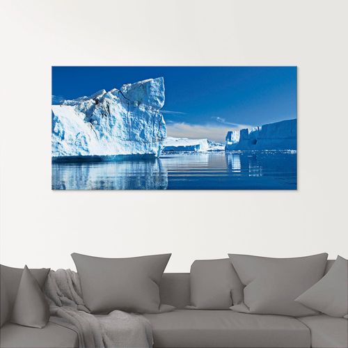 4055327014007 - Glasbild ARTLAND Eisberge - Diskobucht Grönland Bilder Gr B H 80 cm x 60 cm Glasbild Arktis 1 St blau Glasbilder in verschiedenen Größen