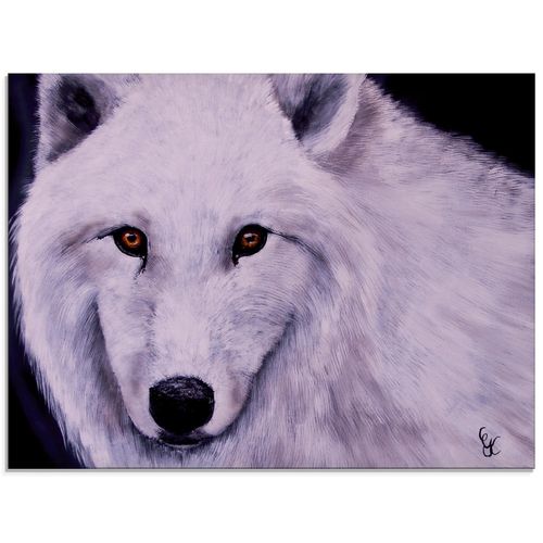 4062144075319 - Glasbild ARTLAND Weißer Wolf Bilder Gr B H 60 cm x 45 cm Glasbild Wildtiere Querformat 1 St weiß Bild Glasbild Glasbilder Bilder in verschiedenen Größen