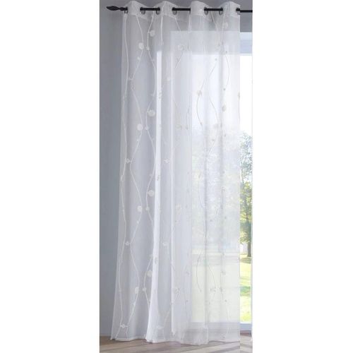 4016478983468 - Vorhang KUTTI Nelly Gr 2 weiß B135cm H175cm Voile Polyester Gardinen mit praktischen Ösen halbtransparent modern bestickt Kreise grau 4016478983468 - Vorhang KUTTI Nelly Gr 2 weiß B135cm H175cm Voile Polyester Gardinen mit praktischen Ösen halbtransparent modern bestickt Kreise grau