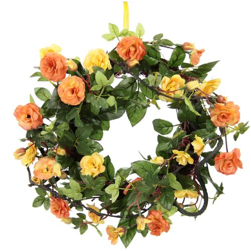 4019844653552 - Kunstkranz IGEA Wildrosen Kunstpflanzen Gr B H L 32 cm x 8 cm x 32 cm 1 St orange Kunst-Kränze Rosenkranz Türkranz Rosenblüten 4019844653552 - Kunstkranz IGEA Wildrosen Kunstpflanzen Gr B H L 32 cm x 8 cm x 32 cm 1 St orange Kunst-Kränze Rosenkranz Türkranz Rosenblüten