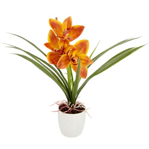 4019844800925 - Kunstblume IGEA Orchidee Kunstpflanzen Gr B H L 26 cm x 32 cm x 16 cm 1 St orange Kunst-Blumen Mit Blätter im Topf aus Keramik Künstliche Blume Cymbidium-Orchidee 4019844800925 - Kunstblume IGEA Orchidee Kunstpflanzen Gr B H L 26 cm x 32 cm x 16 cm 1 St orange Kunst-Blumen Mit Blätter im Topf aus Keramik Künstliche Blume Cymbidium-Orchidee