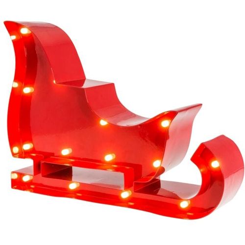 4260577782013 - LED Dekolicht MARQUEE LIGHTS Christmas Sled Lampen Gr 14 flammig Höhe 17 cm rot Dekofiguren Lampen WandlampeTischlampe Christmas Sled 14 festverbauten LEDs - 23x17 cm
