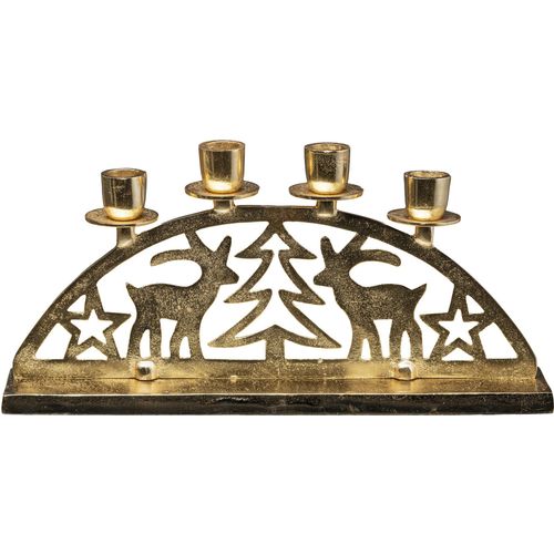 4064118184584 - Kerzenhalter CREATIV DECO Adventsleuchter Weihnachtslandschaft gold (goldfarben) B35cm H17cm Aluminium Kerzenhalter Stabkerzenhalter Weihnachtsdeko Breite ca 35 cm 4-flammig 4064118184584 - Kerzenhalter CREATIV DECO Adventsleuchter Weihnachtslandschaft gold (goldfarben) B35cm H17cm Aluminium Kerzenhalter Stabkerzenhalter Weihnachtsdeko Breite ca 35 cm 4-flammig