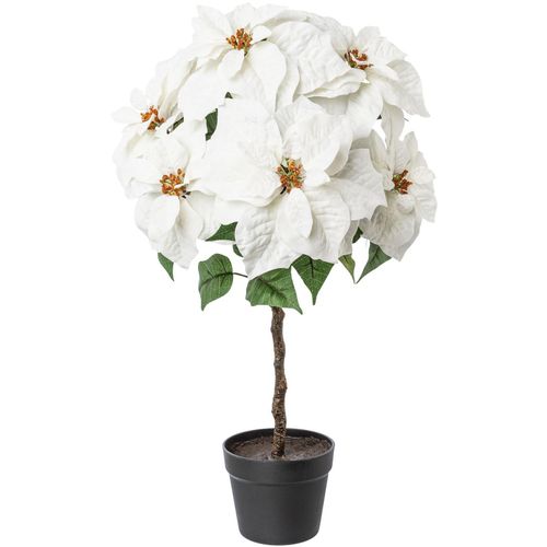 4064118886846 - Winterliche Kunstpflanze CREATIV DECO Weihnachtsdeko weiß H75cm Kunststoff Polyester Kunstpflanzen Samt-Ausführung