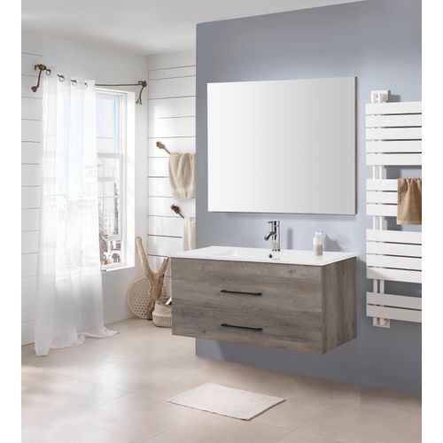 4068223454419 - Badspiegel WELLTIME Florenz grau B100cm H60cm T18cm MDF Spiegel in drei Breiten (60cm80cm100cm)