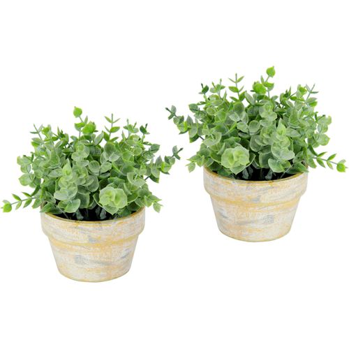 4019844760236 - Kunstpflanze IGEA Künstlicher Eukalyptus im Topf 2er Set Pflanze grün B16cm H15cm L16cm Kunststoff Kunstpflanzen Deko Blume für Hochzeit Plastikpflanze Kräuter Deko-Kräuter