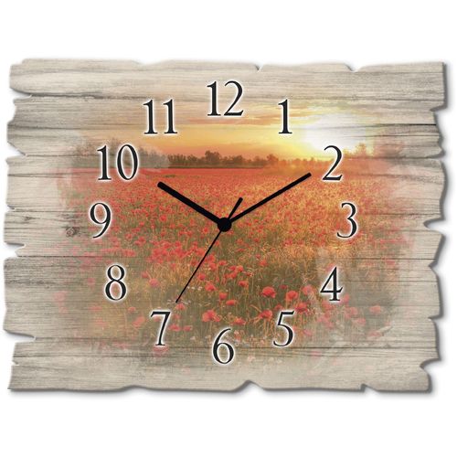 4062144357248 - Wanduhr ARTLAND Mohnblumenfeld bei Sonnenuntergang Wanduhren Gr B H T 40 cm x 30 cm x 06 cm Funkuhr rot Wanduhren wahlweise mit Quarz- oder Funhuhrwerk lautlos ohne Tickgeräusche 4062144357248 - Wanduhr ARTLAND Mohnblumenfeld bei Sonnenuntergang Wanduhren Gr B H T 40 cm x 30 cm x 06 cm Funkuhr rot Wanduhren wahlweise mit Quarz- oder Funhuhrwerk lautlos ohne Tickgeräusche