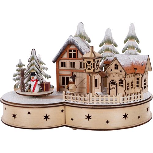 4251792101147 - Weihnachtsdorf MYFLAIR MÖBEL & ACCESSOIRES Winterlandschaft Weihnachtsdeko Weihnachtsdörfer Gr B H T 295 cm x 19 cm x 20 cm braun Weihnachtskrippen Weihnachtsdörfer Spieluhr mit Musik aus Holz Höhe ca 19 cm