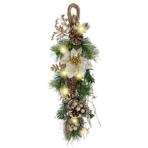4019844772758 - Kunstgirlande IGEA Weihnachtsgirlande dekoriert mit LED-Licht beige (champagner) B17cm H52cm L9cm Kunststoff Kunstpflanzen Mit Poinsettia Zapfen Beeren Tanne Dekozweige Kunstgirlande Kranz 4019844772758 - Kunstgirlande IGEA Weihnachtsgirlande dekoriert mit LED-Licht beige (champagner) B17cm H52cm L9cm Kunststoff Kunstpflanzen Mit Poinsettia Zapfen Beeren Tanne Dekozweige Kunstgirlande Kranz