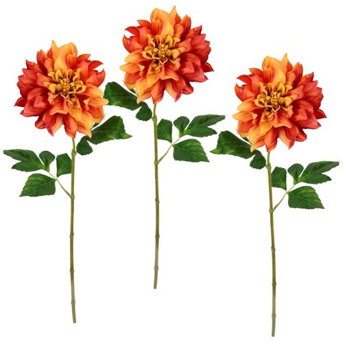 4019844791544 - Kunstblume IGEA Dahlie orange B18cm H62cm L10cm Obermaterial 90% Polyester 10% Kunststoff Kunstpflanzen Einzelblume Stielblume 3er Set