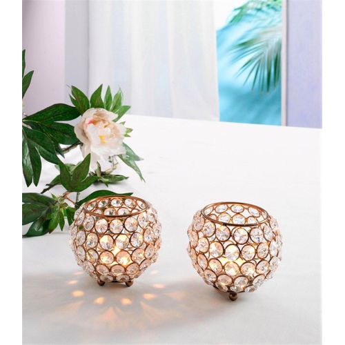 4260596721338 - Teelichthalter HOME AFFAIRE Kristall Kerzenhalter Gr H 9 cm braun (kupferfarben) Teelichthalter Weihnachtsdekoration Windlichter Laternen Kerzenhalter