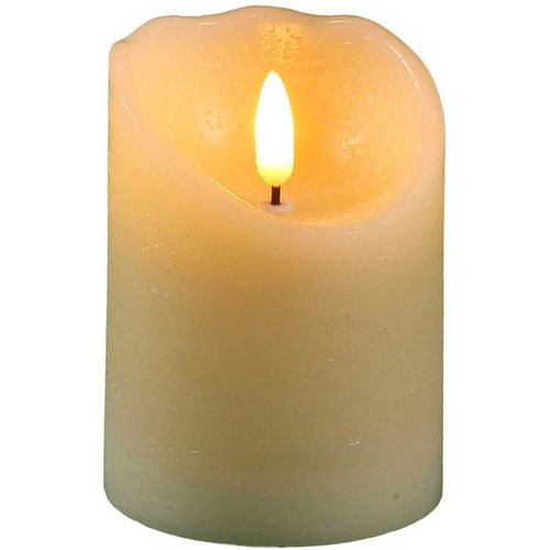 4050223510141 - LED-Kerze aus Echtwachs Ø ca 75 cm Höhe 10 cm (FB 51018) weiß H10cm Ø75cm Wachs Kerzen