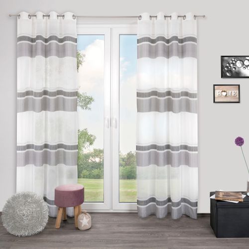 4015161112598 - Gardine DECOLIFE Vilmar Gr 1 grau (anthrazit grau weiß) B135cm H245cm Wirkware Polyester Gardinen mit schmalen und breiten Streifen 4015161112598 - Gardine DECOLIFE Vilmar Gr 1 grau (anthrazit grau weiß) B135cm H245cm Wirkware Polyester Gardinen mit schmalen und breiten Streifen