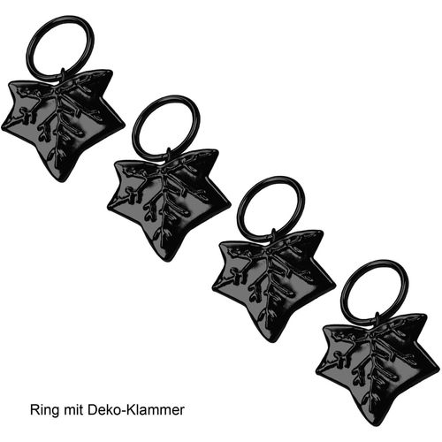 4016318289767 - Gardinenring Blatt Liedeco Gardinenstangen (Packung 4-St mit Dekoklammer) für Gardinenstangen Ø 16 mm schwarz 4016318289767 - Gardinenring Blatt Liedeco Gardinenstangen (Packung 4-St mit Dekoklammer) für Gardinenstangen Ø 16 mm schwarz