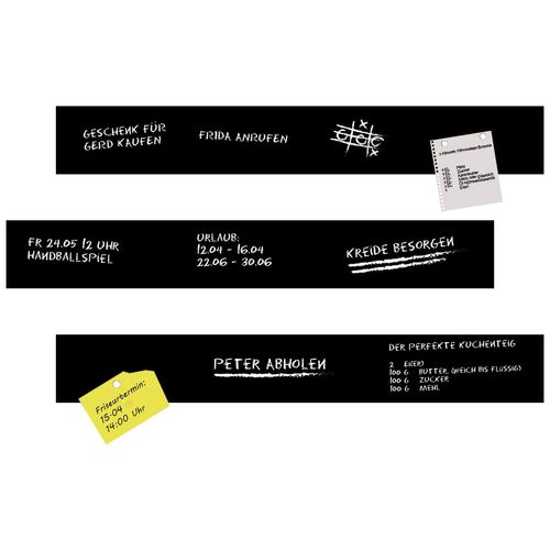 4251268175955 - Magnetfolie QUEENCE Magnetische Tafelfolie schwarz B50cm H7cm Kunststoff Dekorationsfolien Tafel-Wandtafelfolie-Magnetfolie selbstklebend Kreide+Neodym-Magnete