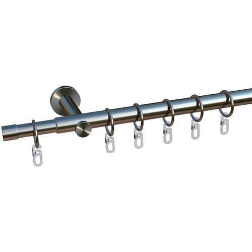 4068222111290 - Gardinenstange MY HOME Kappe Gr 1 silber (edelstahlfarben) 1 läufig Eisen Gardinenstangen ausziehbar von 130cm-240cm - Komplettset 4068222111290 - Gardinenstange MY HOME Kappe Gr 1 silber (edelstahlfarben) 1 läufig Eisen Gardinenstangen ausziehbar von 130cm-240cm - Komplettset