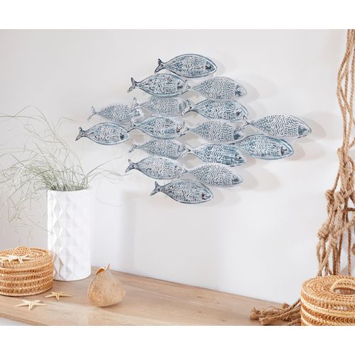 1234445628294 - Wanddekoobjekt HOME AFFAIRE Fische Wanddekoobjekte Gr B H T 77 cm x 45 cm x 4 cm Fische blau (blau weiß) Wanddekoration Wanddekoobjekte Wanddeko aus Metall Shabby Look