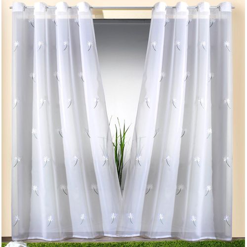 4005385826999 - Vorhang WECKBRODT Daisy Gardinen Gr 245 cm Ösen 140 cm bunt (multi) Landhaus Gardinen Ösenschal Ösen Voile halbtransparent bestickt Floral geblümt