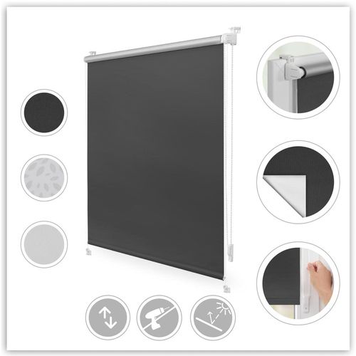 4250434156316 - Seitenzugrollo ORIGINAL Verdunkelungsrollo Thermo-Rollo Klemmfix ohne Bohren grau (anthrazit weiß) B100cm H150cm Polyester Rollos 4250434156316 - Seitenzugrollo ORIGINAL Verdunkelungsrollo Thermo-Rollo Klemmfix ohne Bohren grau (anthrazit weiß) B100cm H150cm Polyester Rollos