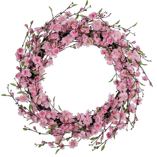 4064118319764 - Kunstkranz CREATIV GREEN Kirschblüten-Kranz rosa H15cm Ø62cm Kunststoff Kunstpflanzen mit traumhaft schönen Blüten