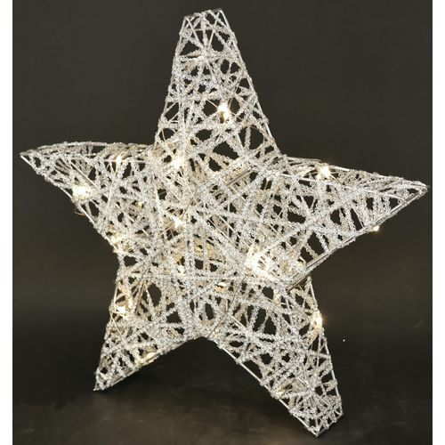 4019844807733 - Dekostern IGEA LED Stern mit Timer 33 cm silber B34cm H33cm Metall Dekosterne Deko Warmweiß Leuchtstern Weihnachtsdeko Weihnachtsstern gold