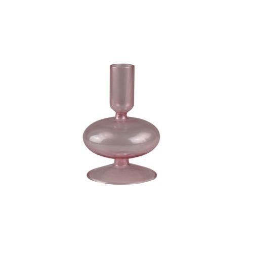 4056422272354 - Kerzenständer AM DESIGN Kerzenhalter mit kunstvollen Ausbuchtungen rosa H13cm Ø85cm Glas Kerzenhalter Stabkerzenhalter aus Glas Höhe ca 13 cm Dekoobjekt