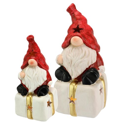 4019844816513 - Dekofigur IGEA Wichtel auf Geschenk rot (weiß rot) B6cm H13cm Terrakotta Dekofiguren Mit LED 2er Set Weihnachtsdeko Kunstfigur Deko Statue Skulptur 4019844816513 - Dekofigur IGEA Wichtel auf Geschenk rot (weiß rot) B6cm H13cm Terrakotta Dekofiguren Mit LED 2er Set Weihnachtsdeko Kunstfigur Deko Statue Skulptur