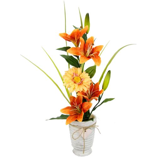 4019844809454 - Kunstblume IGEA Gesteck aus Lilie und Gerbera orange B20cm H60cm L20cm Polyester Kunstpflanzen 4019844809454 - Kunstblume IGEA Gesteck aus Lilie und Gerbera orange B20cm H60cm L20cm Polyester Kunstpflanzen
