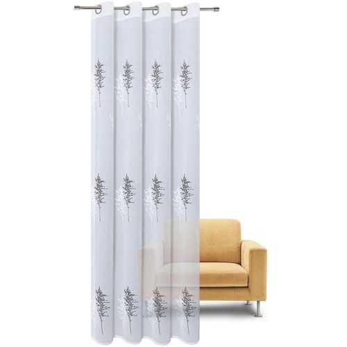 4007863664659 - Gardine Ulrika Gr 1 grau (anthrazit weiß) B140cm H235cm Wirkware Polyester Gardinen Ösenschal bestickt mit Zweigen 4007863664659 - Gardine Ulrika Gr 1 grau (anthrazit weiß) B140cm H235cm Wirkware Polyester Gardinen Ösenschal bestickt mit Zweigen