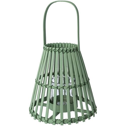4064118142140 - Windlicht CREATIV HOME Kerzenlaterne Bambus grün (jadefarben) H26cm Ø26cm Holz Glas Kerzenhalter Kerzenhalter mit Henkel