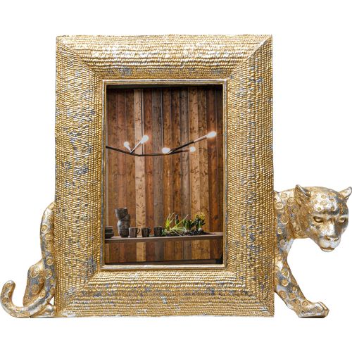 4025621535683 - Einzelrahmen DESIGN Bilderrahmen Leopard gold (goldfarben) B285cm H25cm T45cm Glas Polyresin Bilderrahmen
