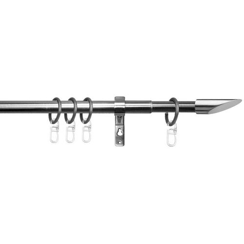 4004339382383 - Gardinenstange INDEKO Evian Gr 1 silber (edelstahlfarben) L 130cm - 240cm Ø 19mm 1 läufig Stahl Gardinenstangen stufenlos verstellbare Teleskopstange 4004339382383 - Gardinenstange INDEKO Evian Gr 1 silber (edelstahlfarben) L 130cm - 240cm Ø 19mm 1 läufig Stahl Gardinenstangen stufenlos verstellbare Teleskopstange