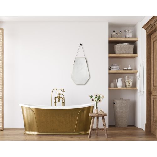 4251820312415 - Dekospiegel MIRRORS AND MORE Emmi gold (goldfarbig) B485cm H66cm Kunststoff Spiegel sechseckige Form dekoratives Lederband 4251820312415 - Dekospiegel MIRRORS AND MORE Emmi gold (goldfarbig) B485cm H66cm Kunststoff Spiegel sechseckige Form dekoratives Lederband