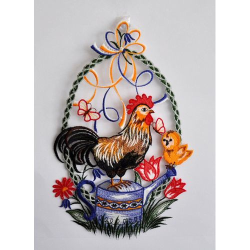 4028298295317 - Fensterbild STICKEREIEN PLAUEN Hahn auf Kanne Fensterbilder Gr B L 22 cm x 32 cm bunt Fensterdekoration Dekohänger 4028298295317 - Fensterbild STICKEREIEN PLAUEN Hahn auf Kanne Fensterbilder Gr B L 22 cm x 32 cm bunt Fensterdekoration Dekohänger