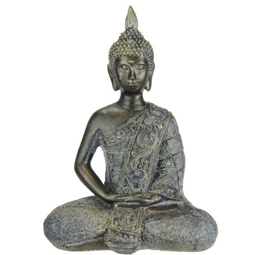 4019844765668 - Dekofigur IGEA Buddha Figur sitzend meditierend Statue Figuren Skulptur Dekofiguren Gr B H 15 cm x 20 cm braun (braun grau) Deko-Objekte Garten-Figur Wohnaccessoire